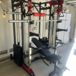 Smith Machine 200 | Adjustable Bench | 245lb Cast Iron Olympic Weights | 7ft Olympic Bar | Fitness | Gym Equipment | FREE DELIVERY 🚚 