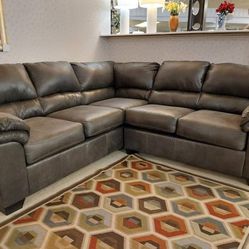 Brown 2-Piece Sectional Couch/ Fast Delivery 