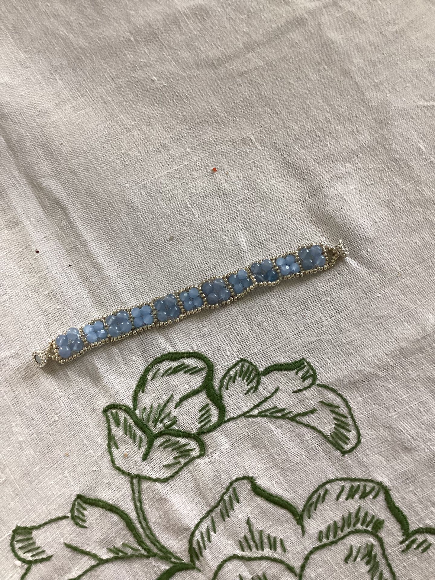 Blue Bead & Crystal Bracelet