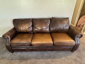 Leather couch sofa 3 seater dark brown