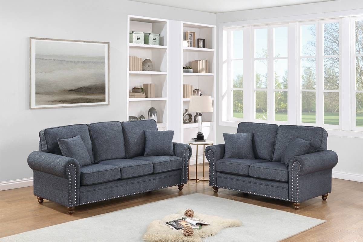 Brand New Blue Gray Sofa And Love Seat 
