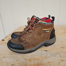 ARIAT TERRAIN ATS WALNUT LEATHER ANKLE BOOTS TRAIL HIKING SHOES US WOMEN SZ 10 B