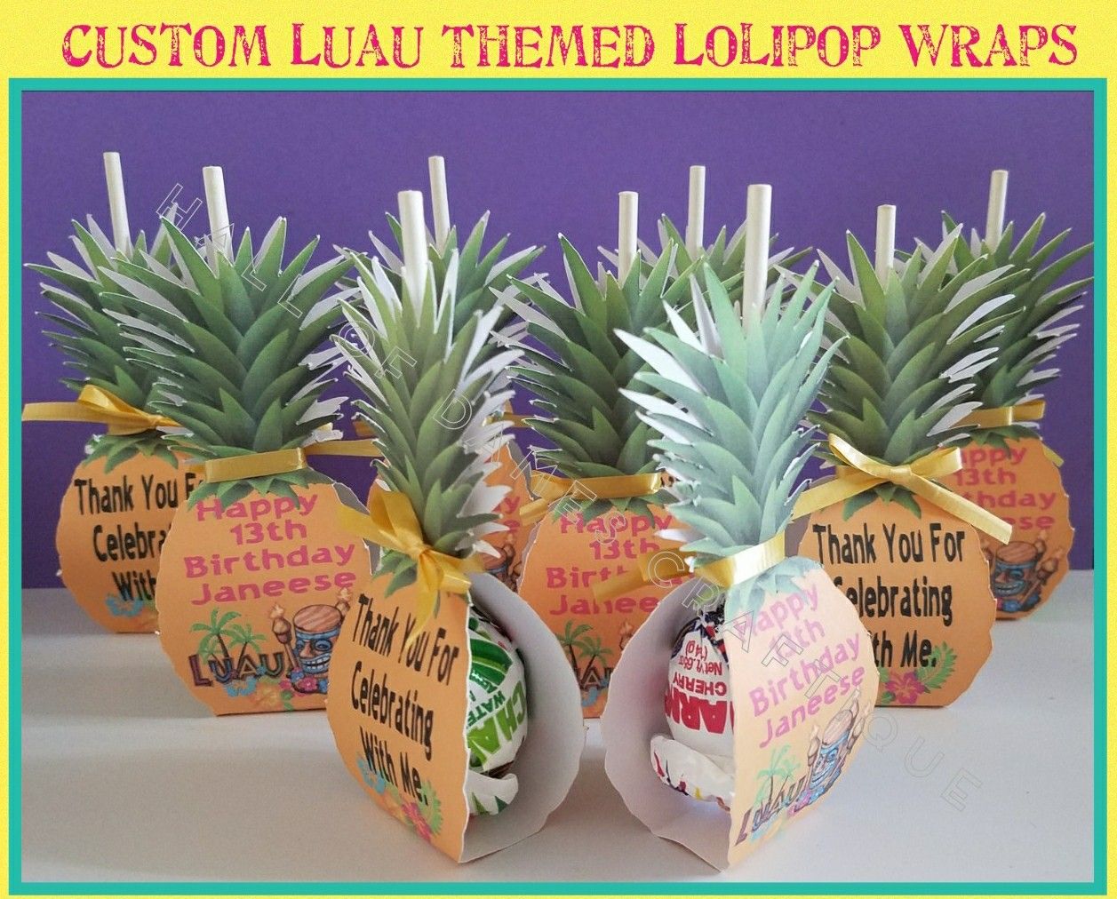 Luau themed party favors, thank you gifts