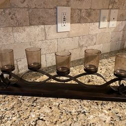 Metal Candle Holder 20” L x 3” W