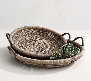 Pottery Barn Woven Tray With Handles