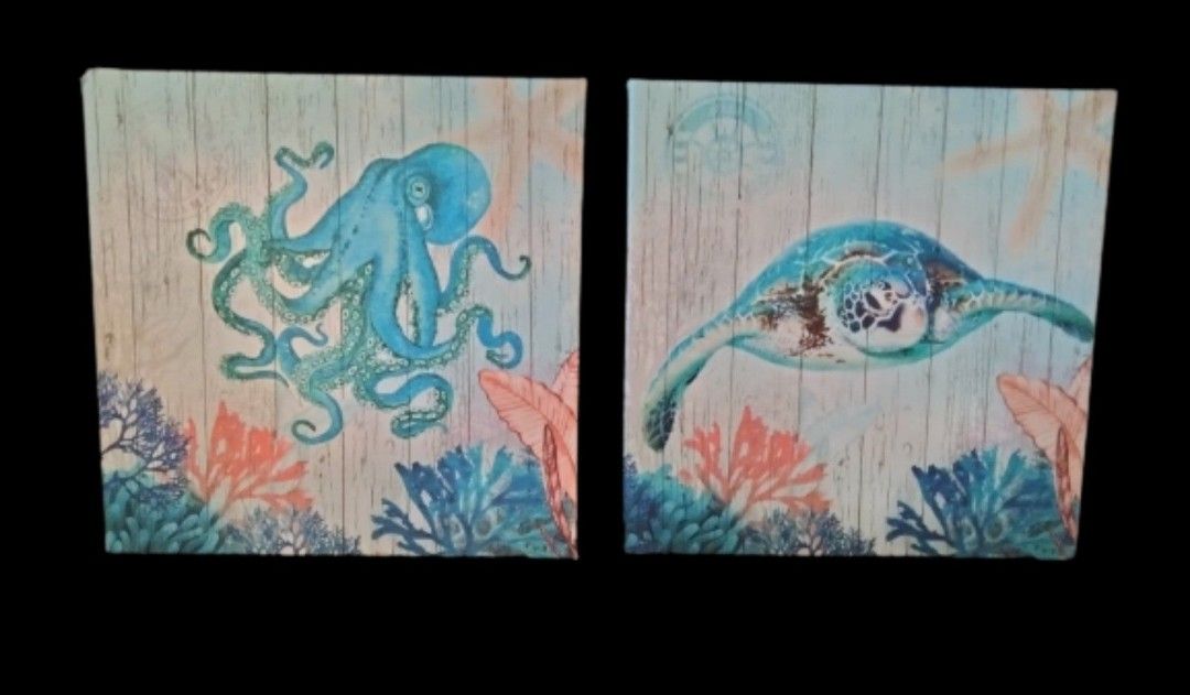 Octopus And Sea Turtle Bathroom Wall Decor