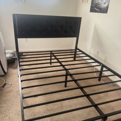  Breyonna Metal Bed Frame with Vegan Leather Upholstered Headboard Breyonna Metal Bed Frame with Vegan Leather Upholstered Headboard- FULL SIZE