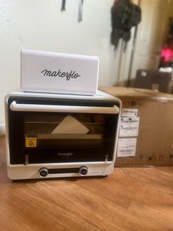 3 machines, never touched: makerflo 15x15 auto press (shirts/HTV/sublimation/DTF), 40L tumbler oven (bakes 12 at once), + tumbler/cup press for mugs. 