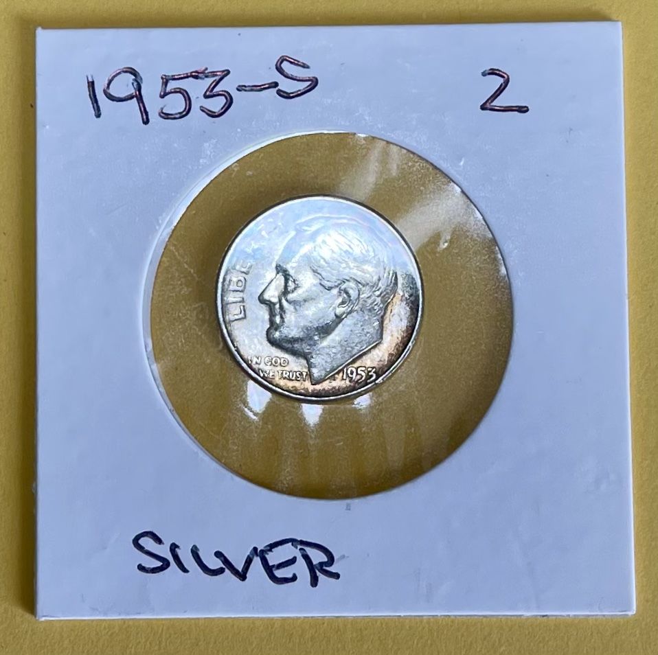 1953 - S. Silver Circulated Roosevelt Dime.