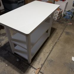 Better Homes & Gardens Reading Wood Kitchen Island with 2 Shelves and Drawers, White Color