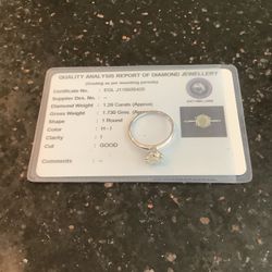 Natural 1.26 Carat Diamond Solitaire Ring