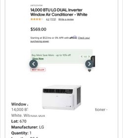 LG Air Conditioner 14,000Btu For Sale