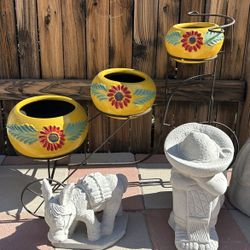 New Bike With Flower Pots Made Out Of Clay And Iron 