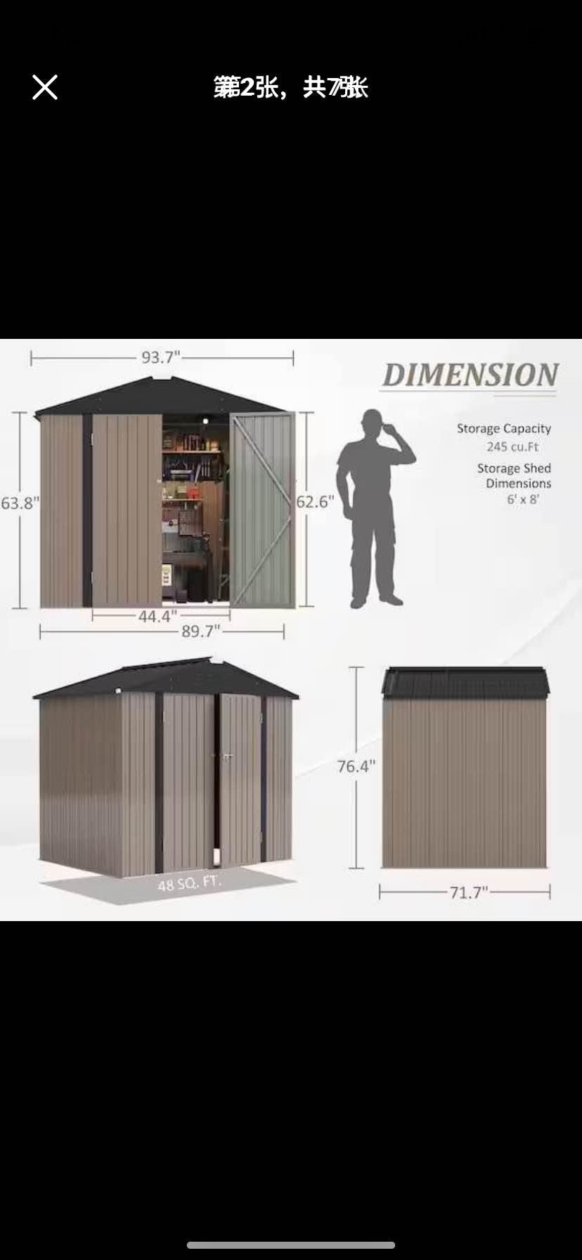 6 ft. W x 8 ft. D Outdoor Storage Metal Shed Lockable Metal Garden Shed f