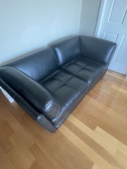 Chateau d’AX, S.p.A Loveseat, Black, Leather…