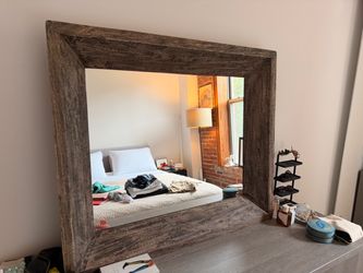 Crate and Barrel Rustic Wood Framed Wall Mirror