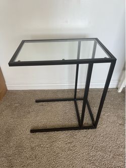 Side table black metal glass IKEA