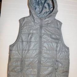 OSO Casuals Packable Zip Front Hooded Puffer Gray Vest Women's XL