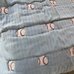 Twin Baseball Print Comforter And Decor Pillow