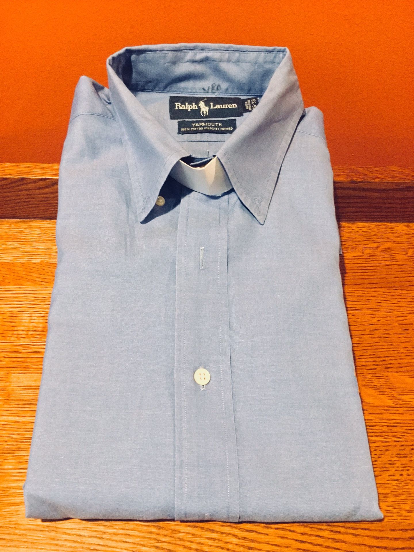 RALPH LAUREN YARMOUTH PINPOINT OXFORD Men’s Luxury Cotton Long Sleeve Button Down Casual Dress Shirt - SHIPPING AVAILABLE