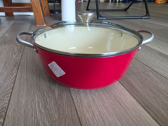 Lightweight Enamel Cast Iron Dutch Oven / Stock Pot with Lid (Red)-Move out sale