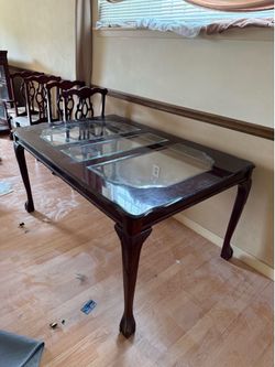 Glass dining table and chairs