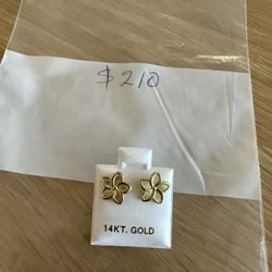 New Flower Earrings 14k Solid Gold 