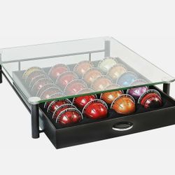 DecoBros Crystal Tempered Glass Nespresso Storage Drawer Holder for Capsules