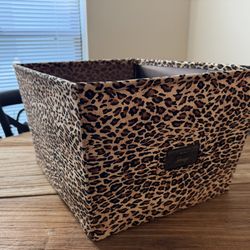 Cheetah Print Fabric Storage Bin Organizer 17” X 14”