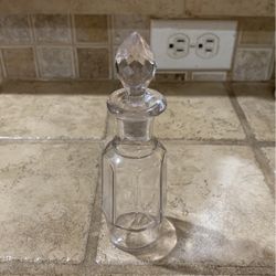 Vintage Glass Bottle with Crystal Stopper , Small 