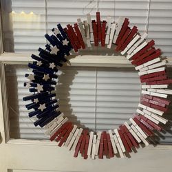 American Flag Clothes Pen Wreath 