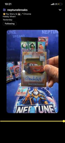 2026 Topps Chrome Disney Lightning McQueen Auto!!!! /50!!!
