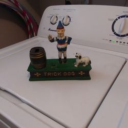 Circus Clown And Trick Dog Iron Mechanical Bank ( Missing Hoop)