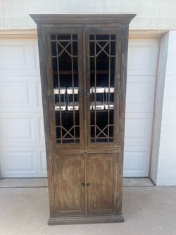 Beautiful Tall Solid Wood Armoire with Ornate Doors