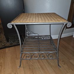 Very Nice Sturdy Metal And Wicker Table
