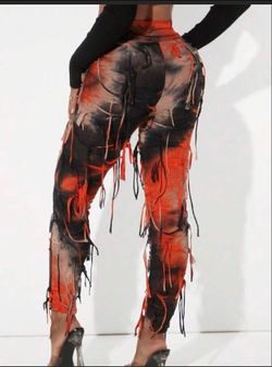 Tie-Dye Fringe Tassel Pants