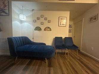 Royal blue Velvet Chaise and matching chairs