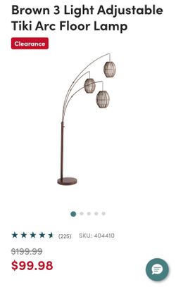 World Market 3-Light Tiki Arc Floor Lamp – Rattan Shades
