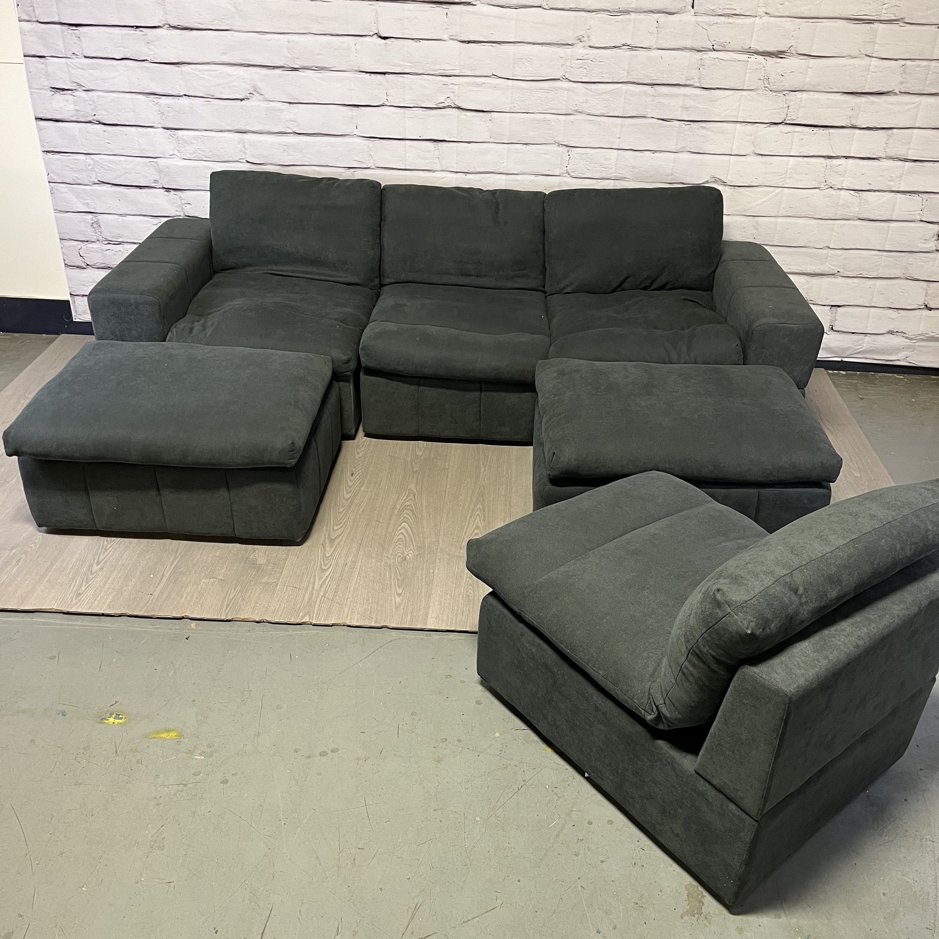 Dark Grey Modular Sectional Sofa 6pc