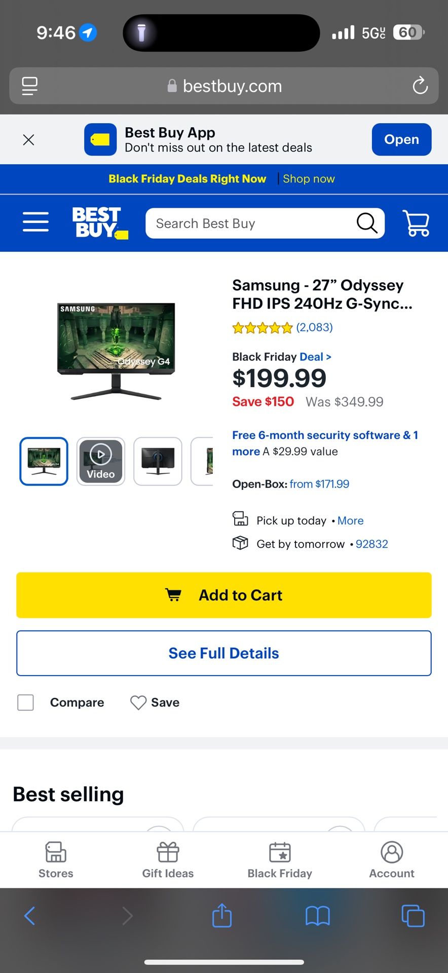 Samsung Gaming Monitor 27inch 240fps
