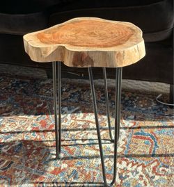 Live Edge Acacia Wood Side Table