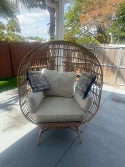 Oversized Rattan Egg Chair with Cushions