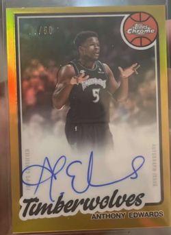Anthony Edwards Topps Chrome Auto Gold Refractor /50