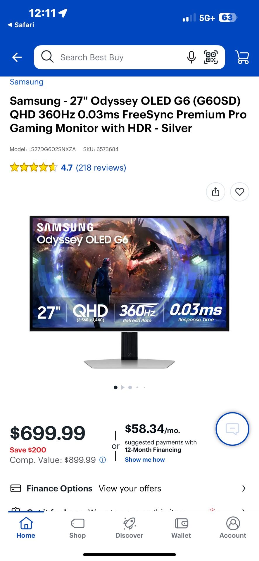 Samsung Odyssey G60SD Oled Gaming Monitor