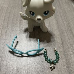 Littlest pet Shop White Collie With Accessories 