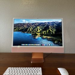 Beautiful Pink iMac 24 In M1 8 Core With Keyboard And Mouse 