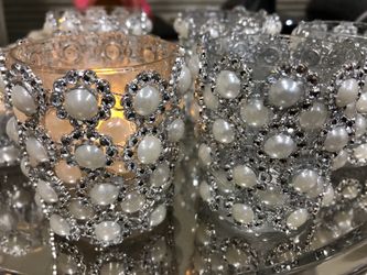 6 Candel silver & pearl handmade