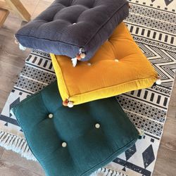 Set Of 3 Large Corduroy Floor Pillows