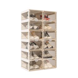 Foldable Shoe Rack,Shoe Organizers for Closet Plastic Shoe Storage Box For Entryway,Living Room,Lar