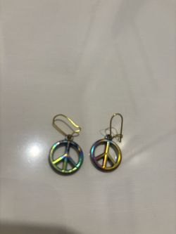 Peace Sign Silvertoned Earrings Pierced